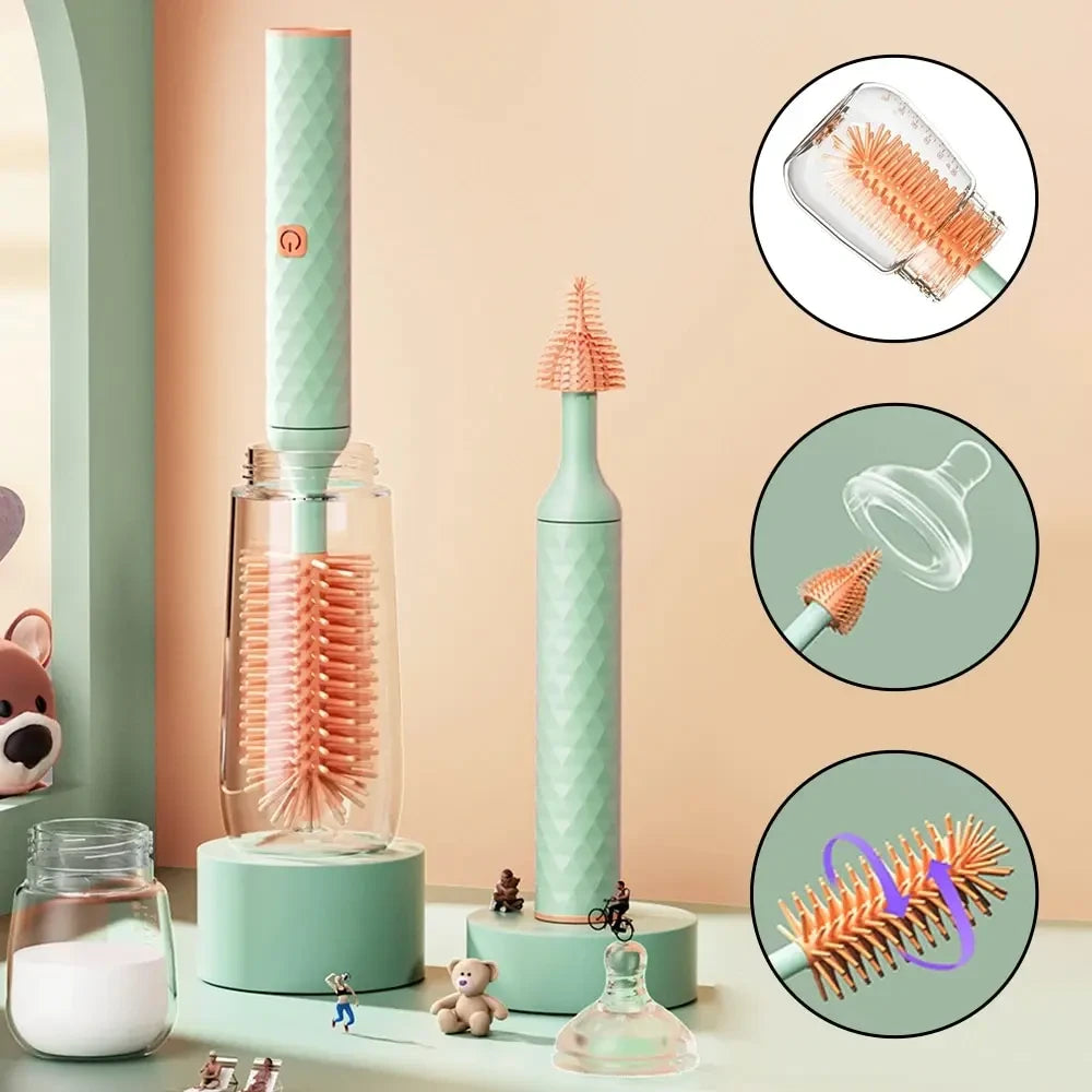 Electric Silicone Bottle Cleaning Brush Set
