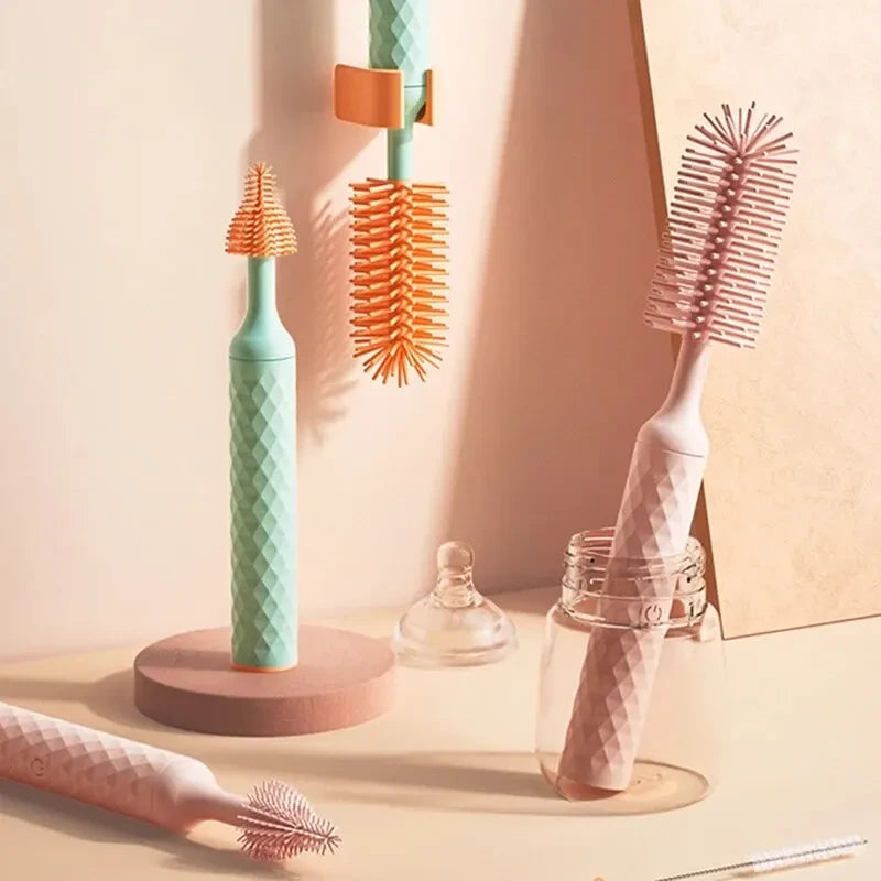 Electric Silicone Bottle Cleaning Brush Set